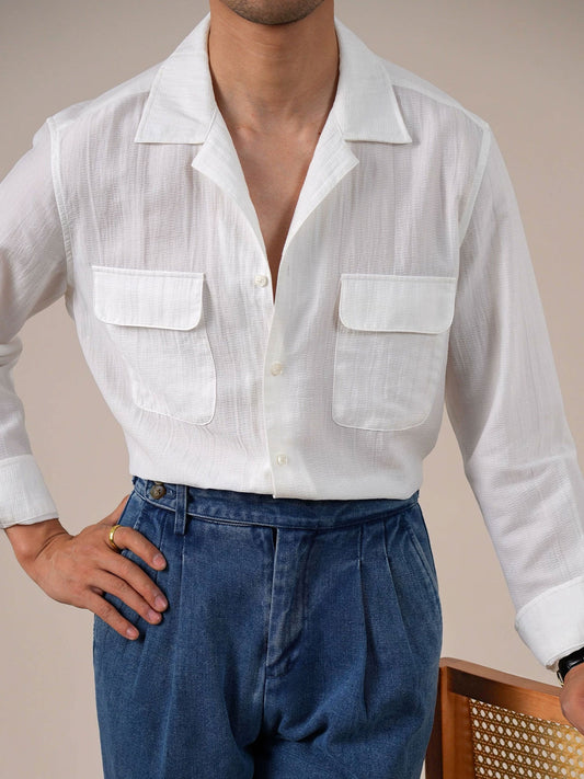 Men’s Lyocell Cuban Collar Long Sleeve Shirt BRABION