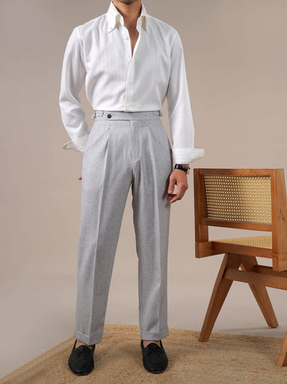 Men’s Grey Linen Dress Pants BRABION