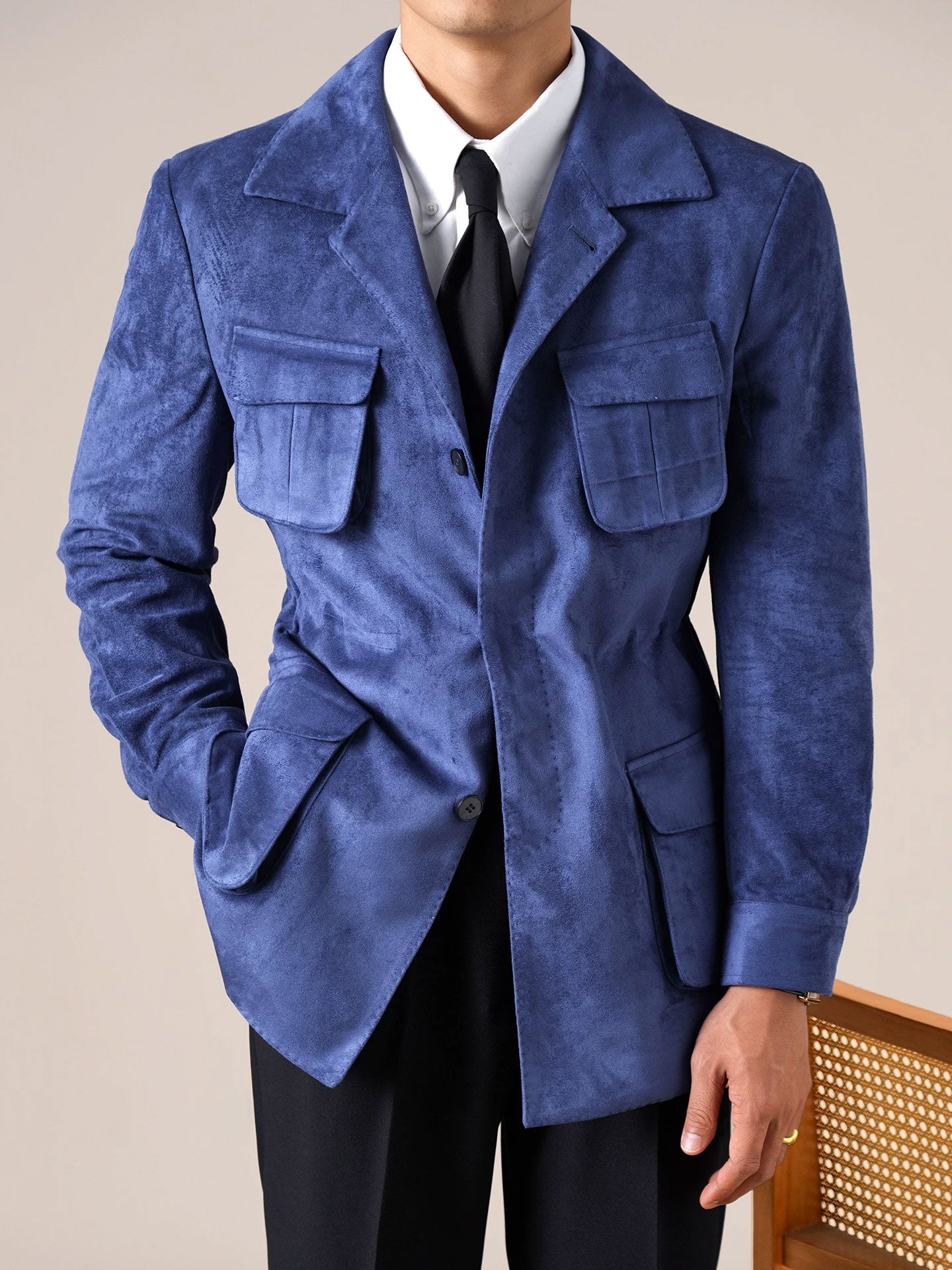 Men's Slim Fit Suede Hunting Retro Jacket - BRABION