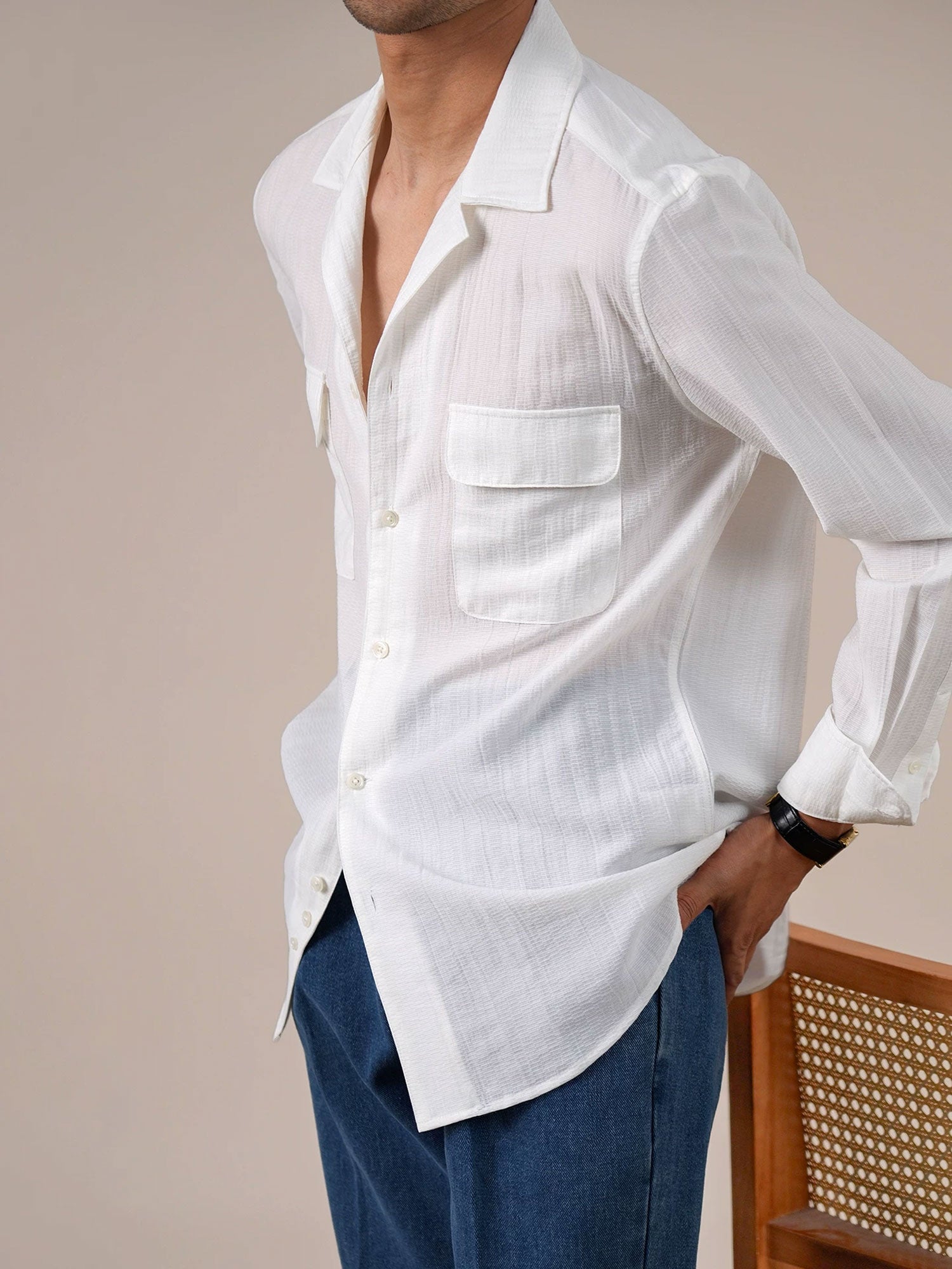 Men’s Lyocell Cuban Collar Long Sleeve Shirt BRABION