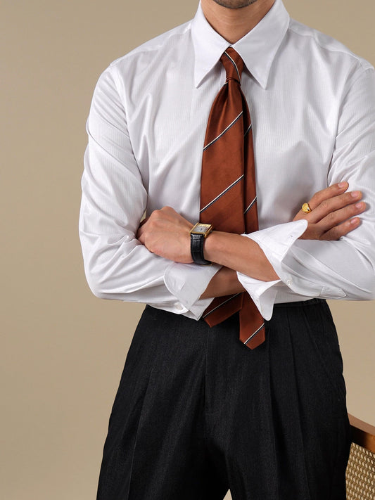 Men's Breathable Striped Long Sleeve Dress Shirt