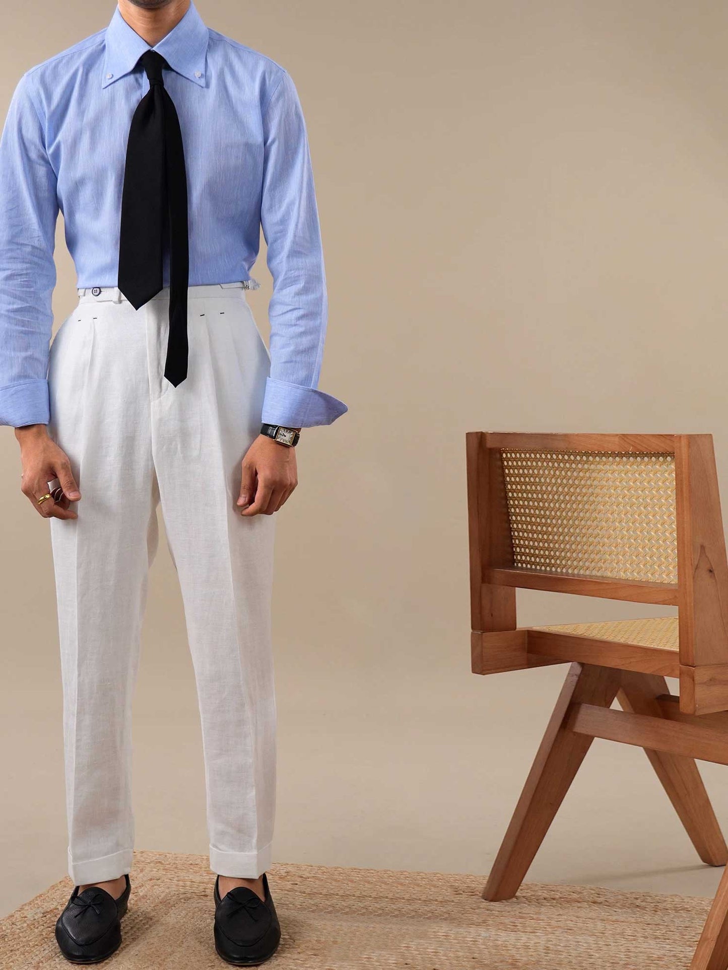Men’s Summer Linen Button-Down Point Collar Shirt BRABION