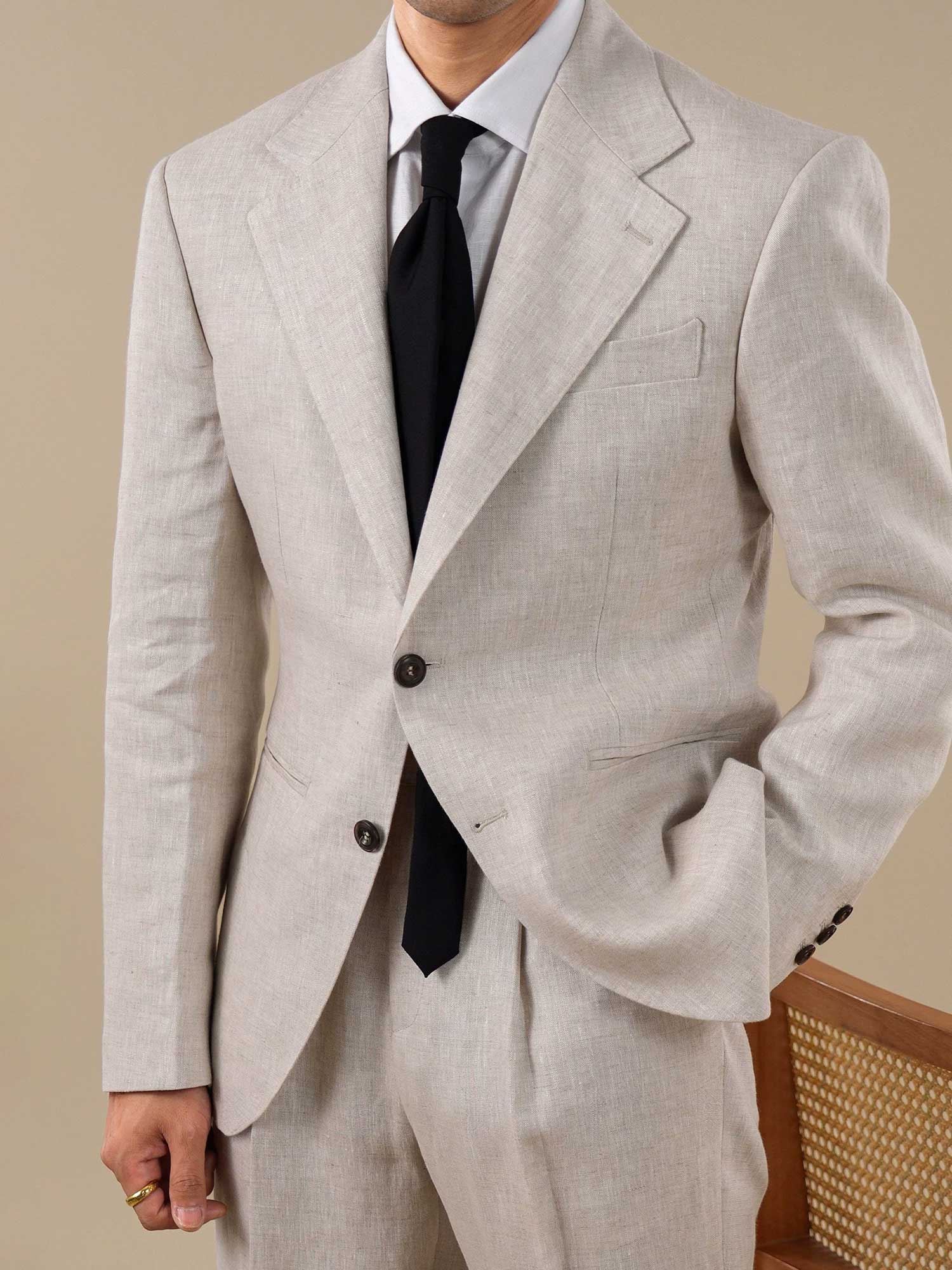 Men’s Breathable Pure Linen Single-Breasted Blazer BRABION