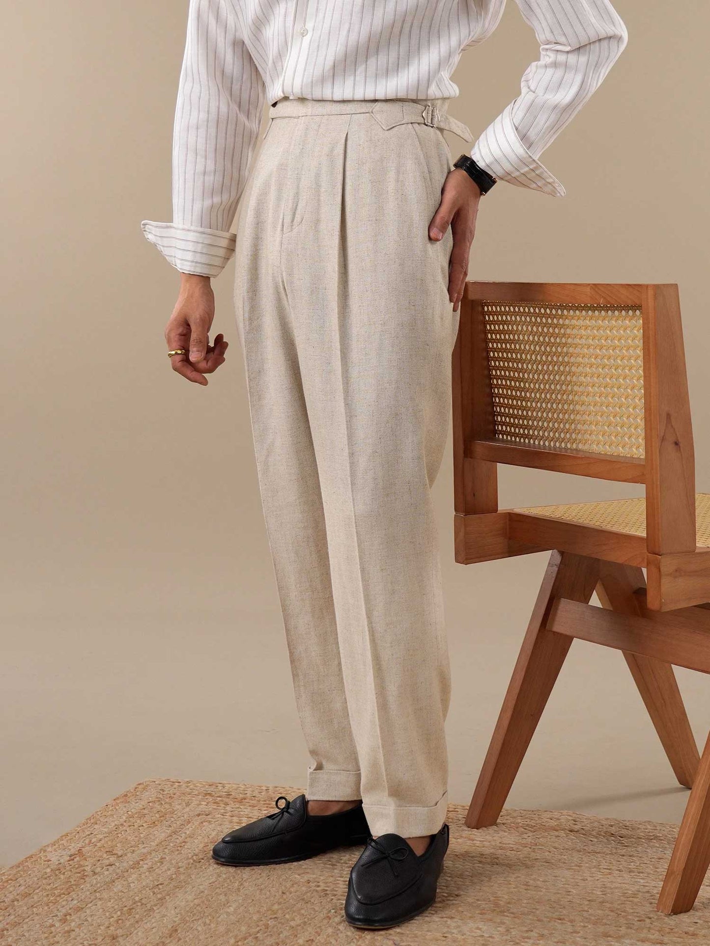 Men’s Linen-Blend Pleated Dress Pants BRABION