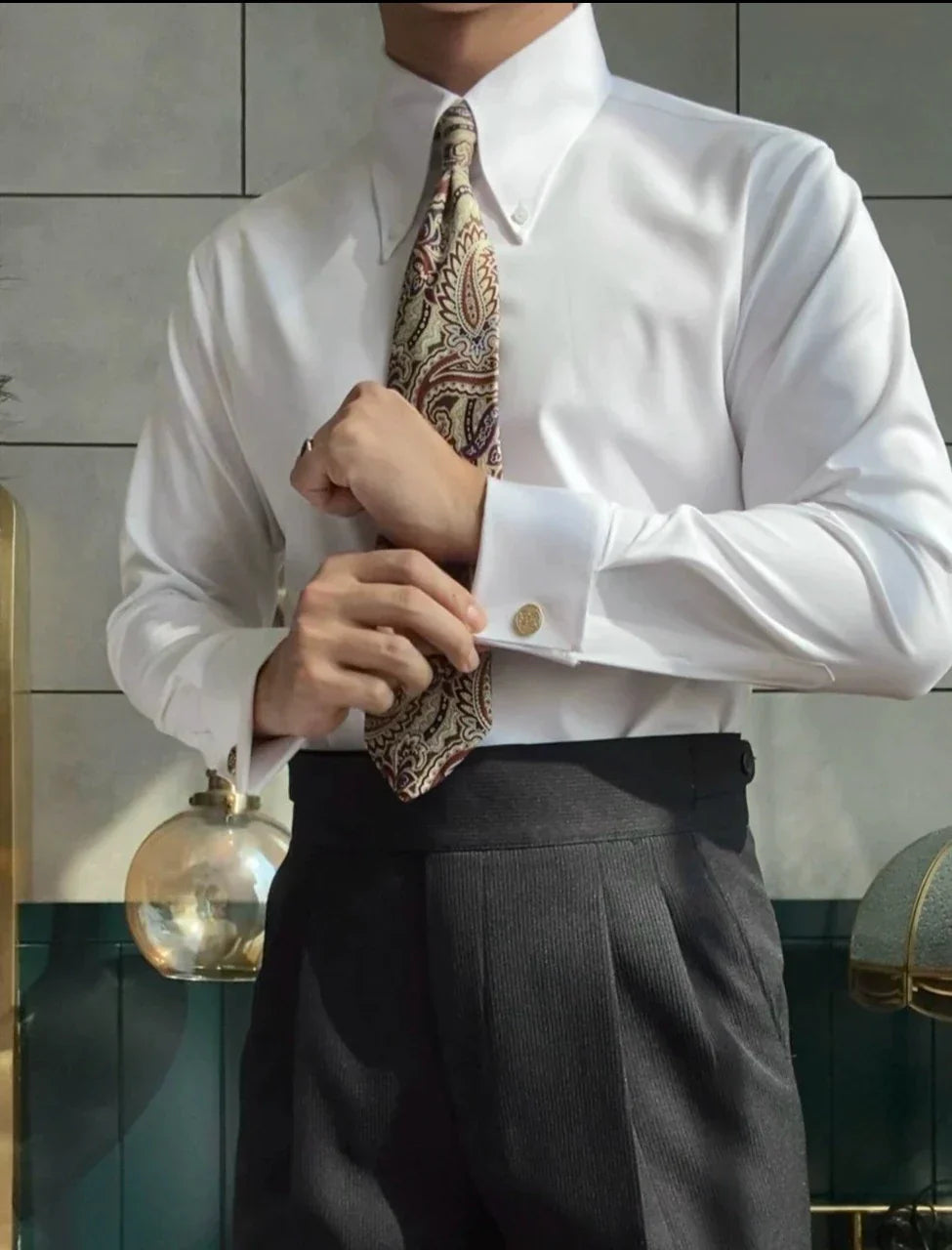 Point Collar Shirt with Cufflinks