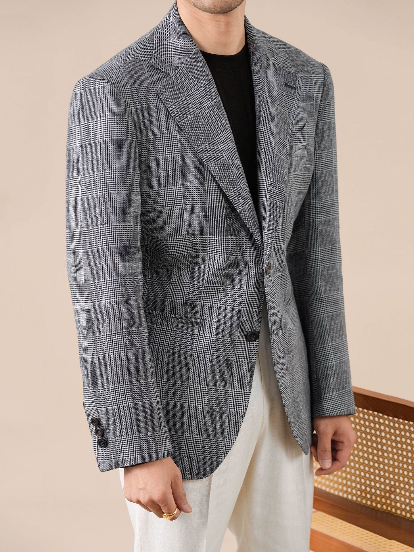 Prince Check Mens Breathable Suit Blazer - BRABION