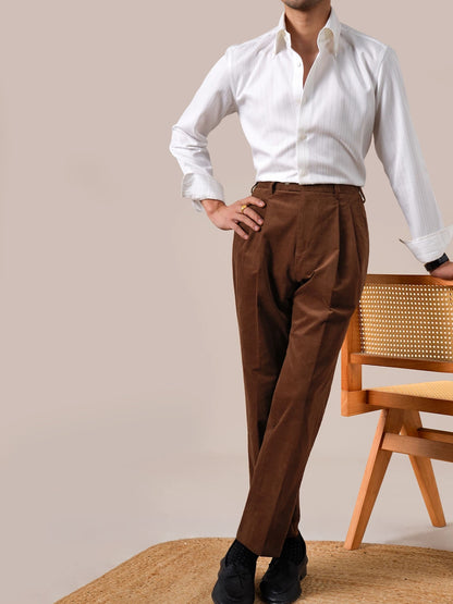 Verona Double-Pleated Men's Corduroy Trousers