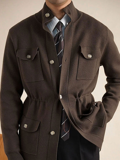 Men's Knit Hunting Stand Collar Jacket - BRABION