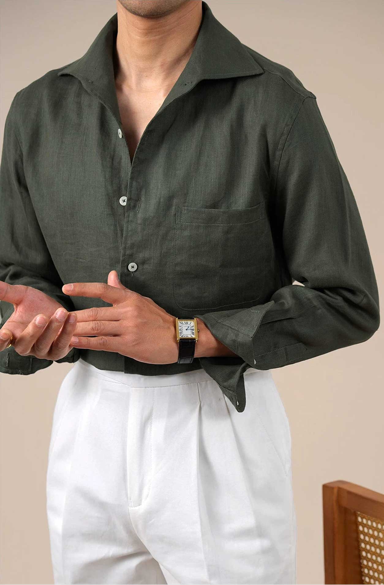 Men’s Long-Sleeve Linen Shirt BRABION
