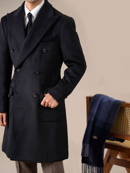 Men's Double-Breasted Wool Overcoat - BRABION