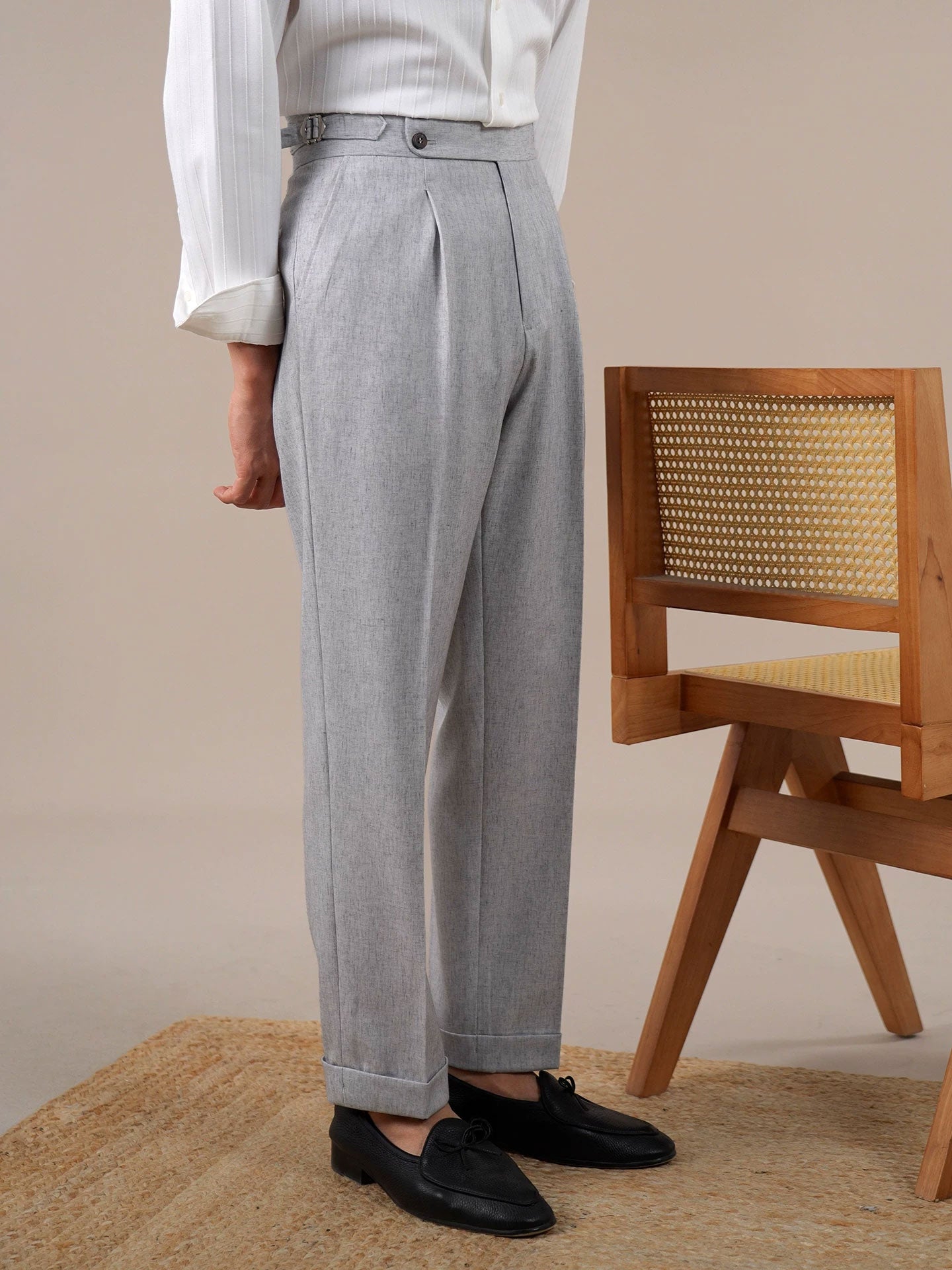Men’s Grey Linen Dress Pants BRABION