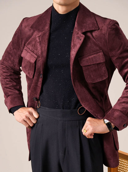 Men's Slim Fit Suede Hunting Retro Jacket - BRABION