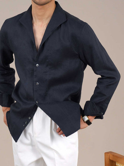 Men’s 100% Linen Breathable Italian-Style Casual Dress Shirt BRABION