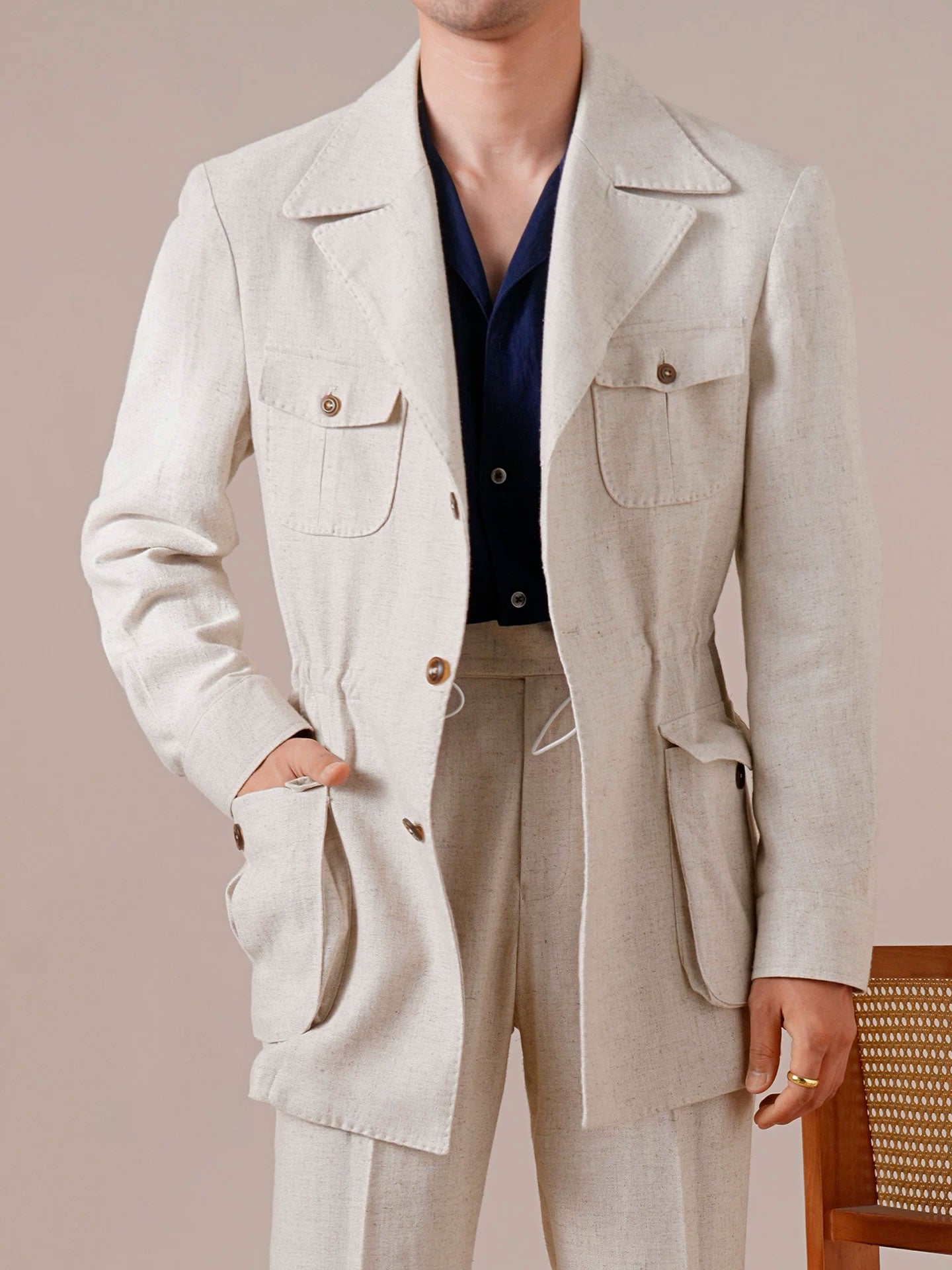 Men's Breathable Linen Italian Safari Jacket - BRABION