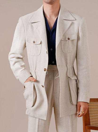 Men's Breathable Linen Italian Safari Jacket - BRABION