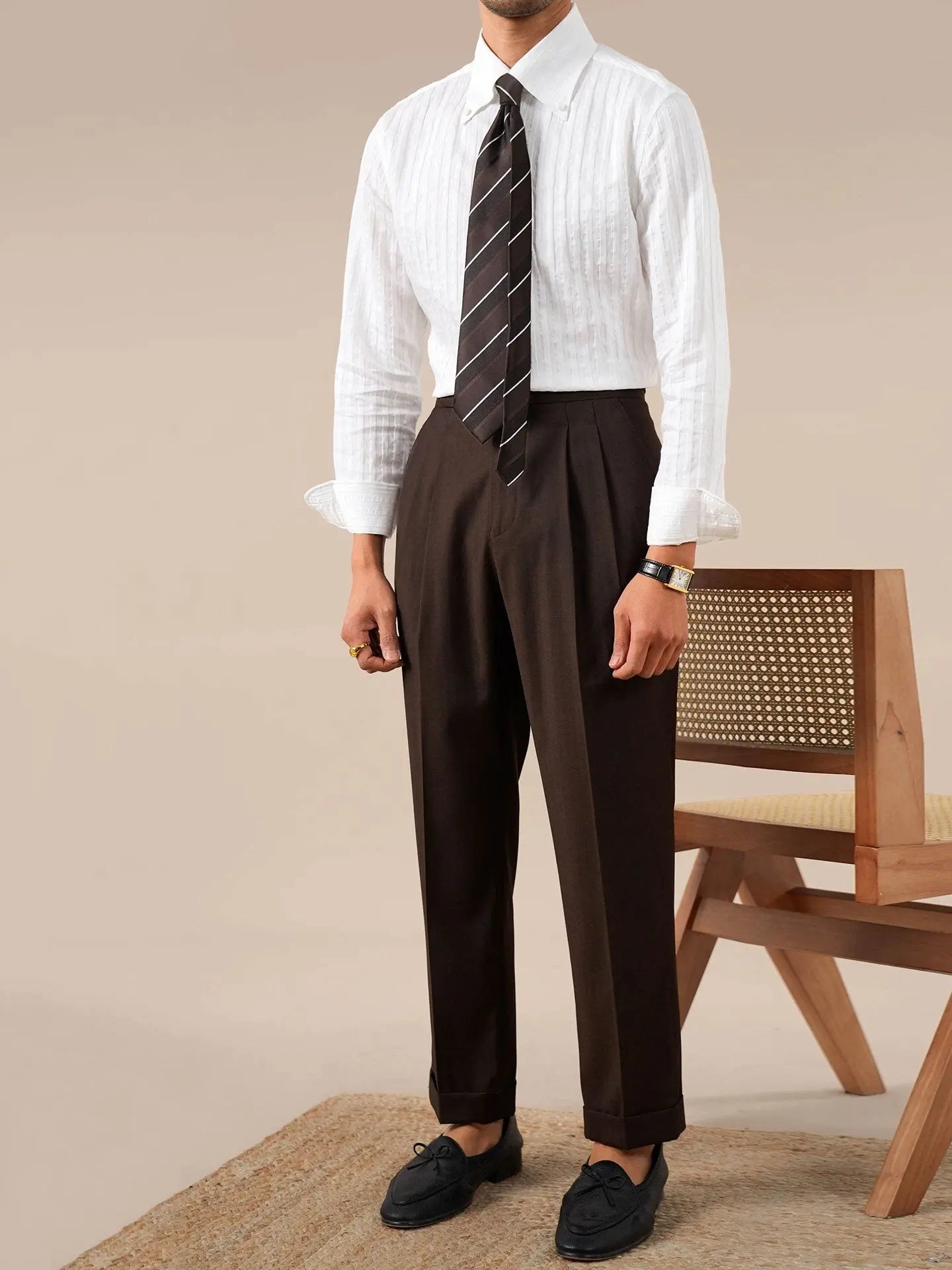 italian collar dress shirt Bojoni Uluwatu Slim Fit Khaki Italian Collar Shirt