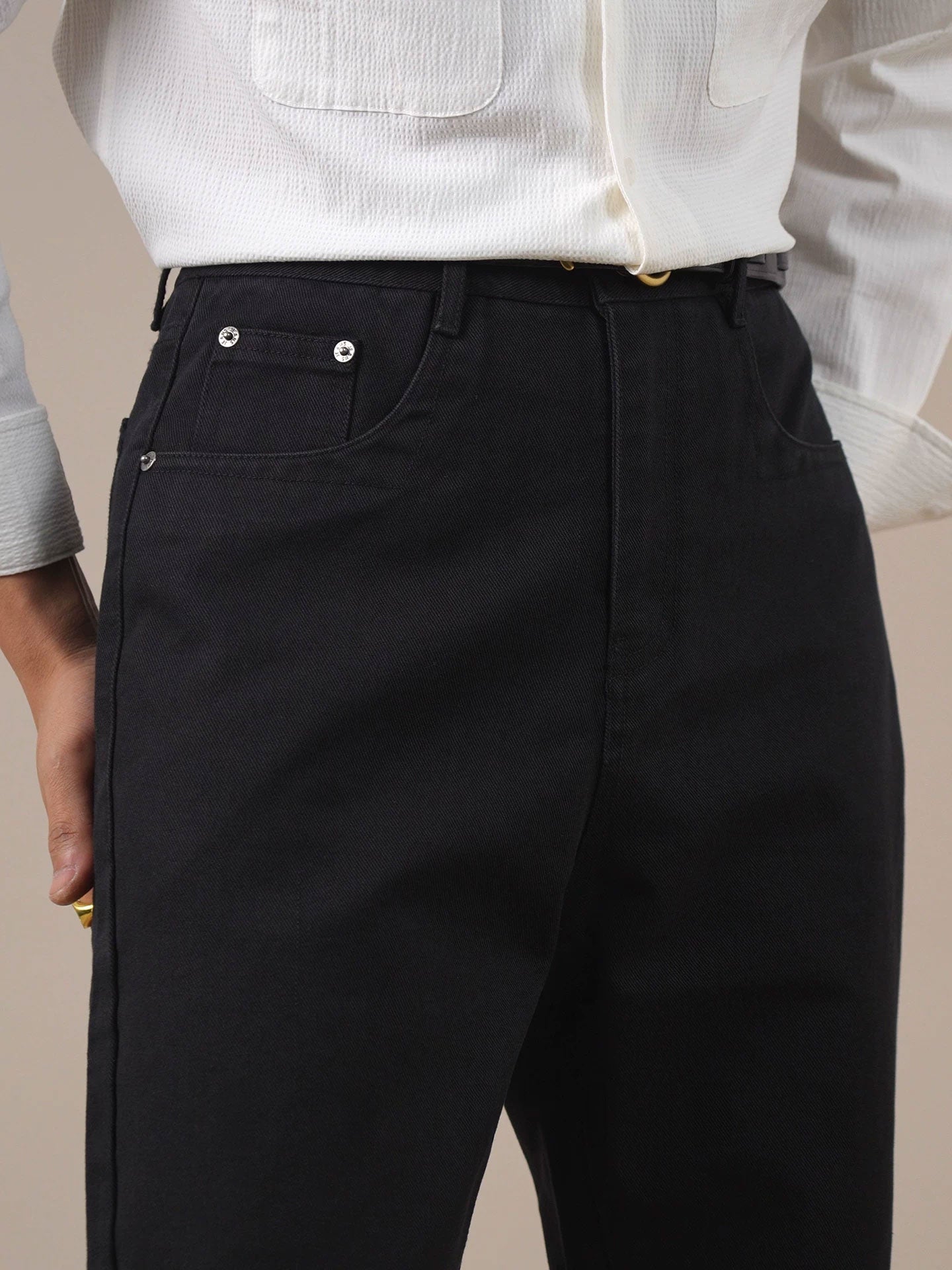 Men's High-Waist Straight-Leg Slim-Fit Jeans - BRABION