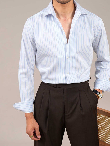 Men’s Italian One-Piece Collar Striped Dress Shirt BRABION