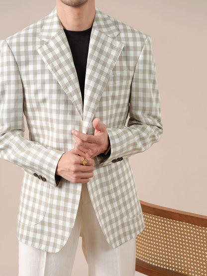 Mens Lyocell Linen Half-Lined Suit Jacket - BRABION