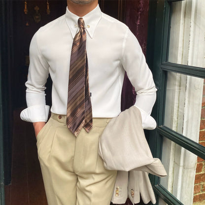 Point Collar Shirt with Pin