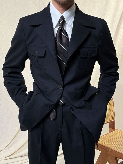 Men's Slim Fit Linen Jacket with Suit Collar - BRABION