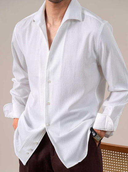 Men’s Breathable Seersucker Italian Spread Collar Dress Shirt BRABION