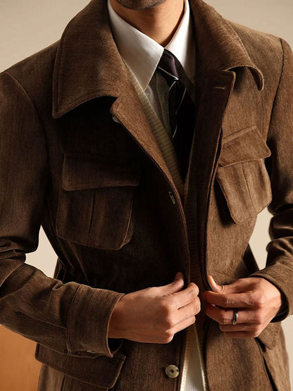 Men’s Chenille Hunting Jacket — Retro Slim Fit Casual Coat - BRABION