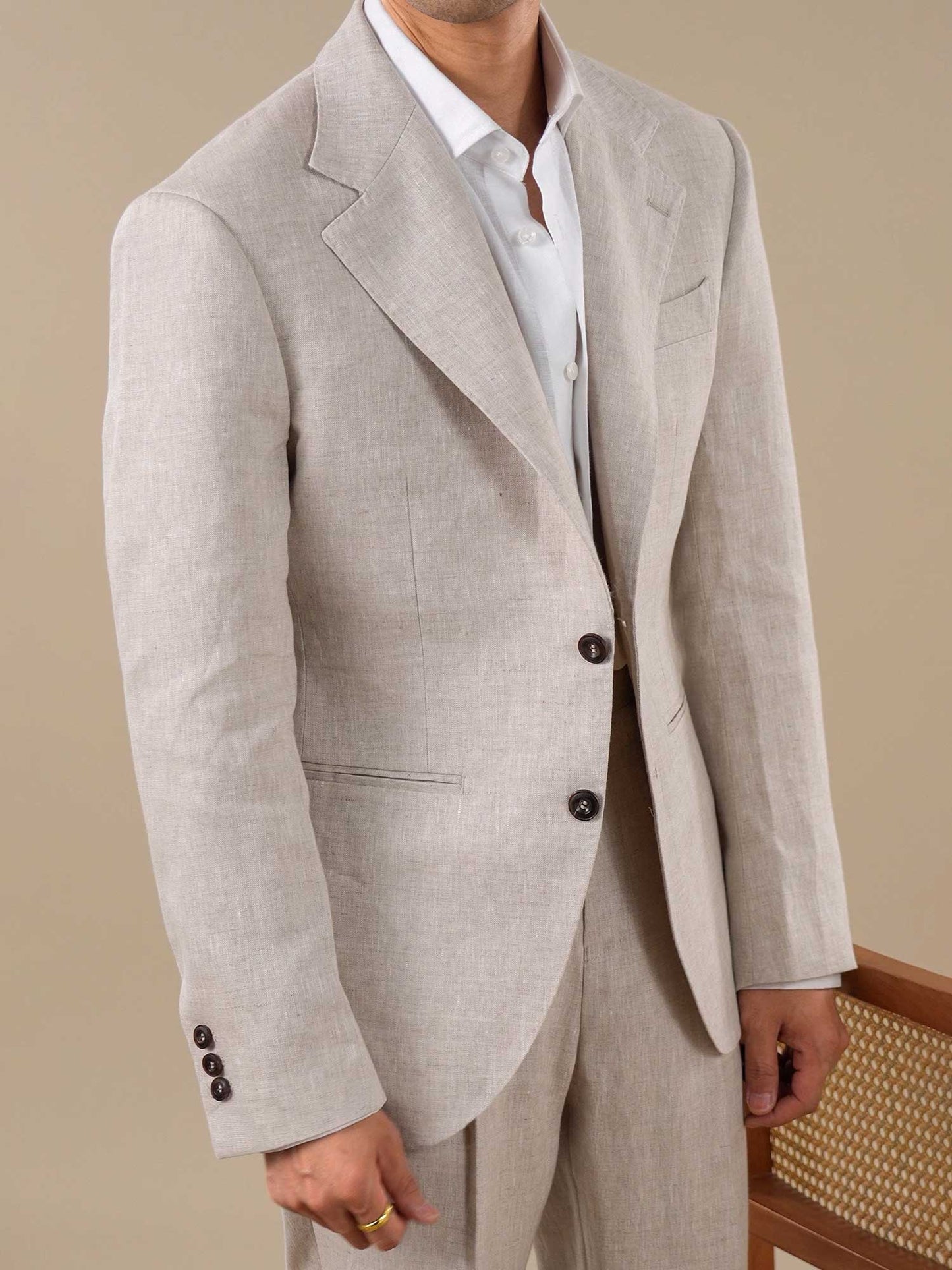 Men’s Breathable Pure Linen Single-Breasted Blazer BRABION