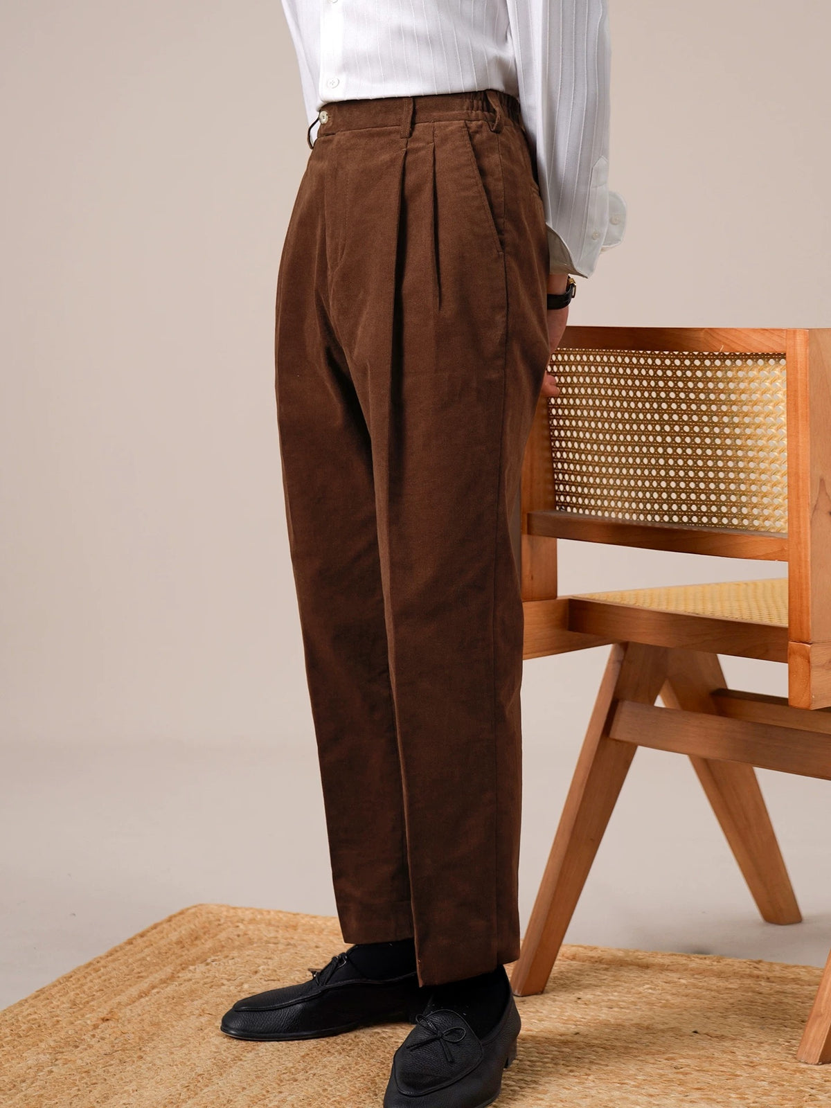 Verona Double-Pleated Men's Corduroy Trousers