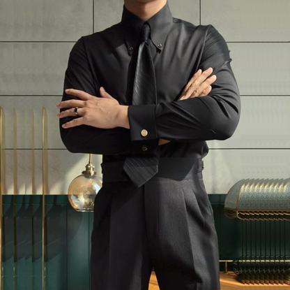 Point Collar Shirt with Cufflinks