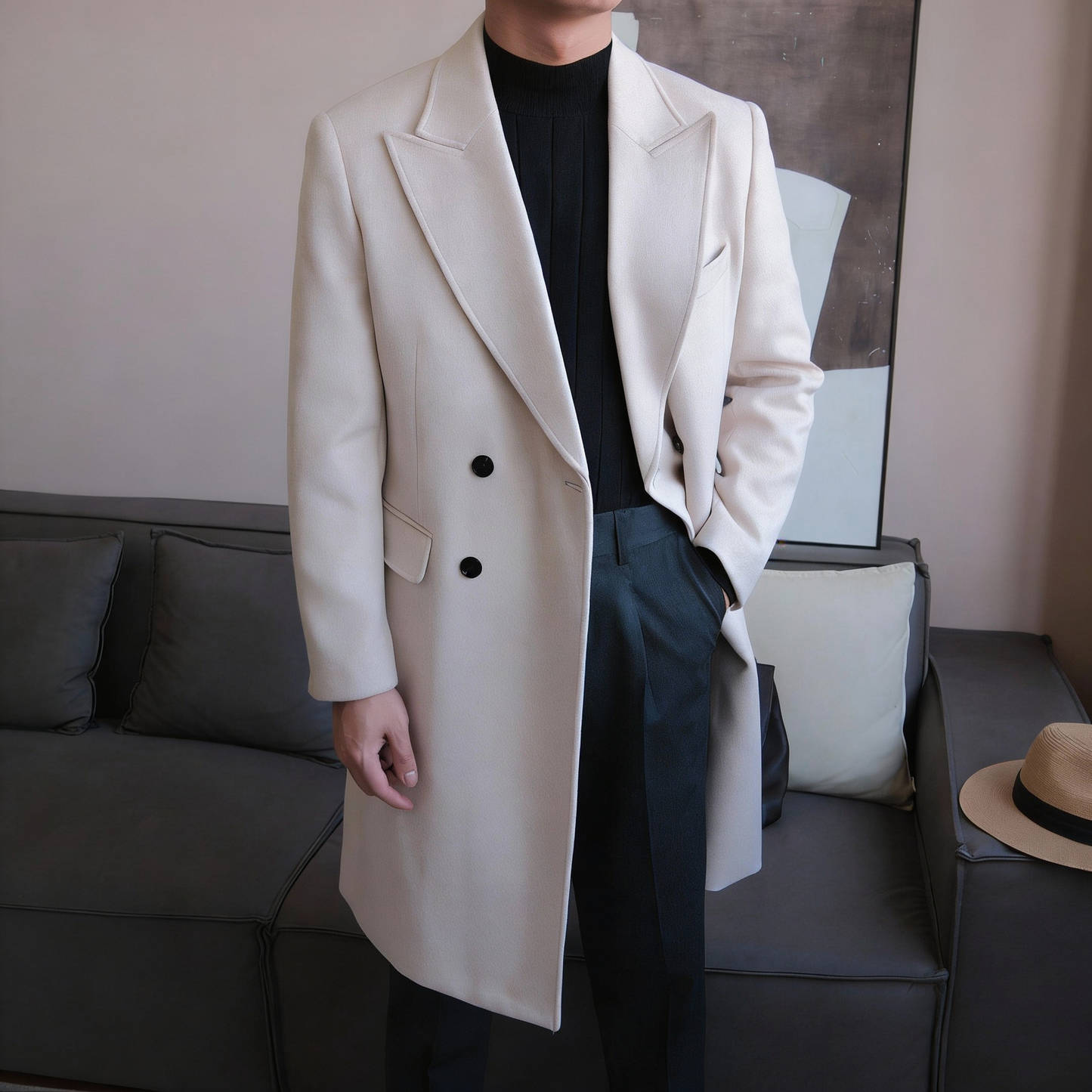 Chesterfield Wool Double-Breasted Overcoat - BRABION