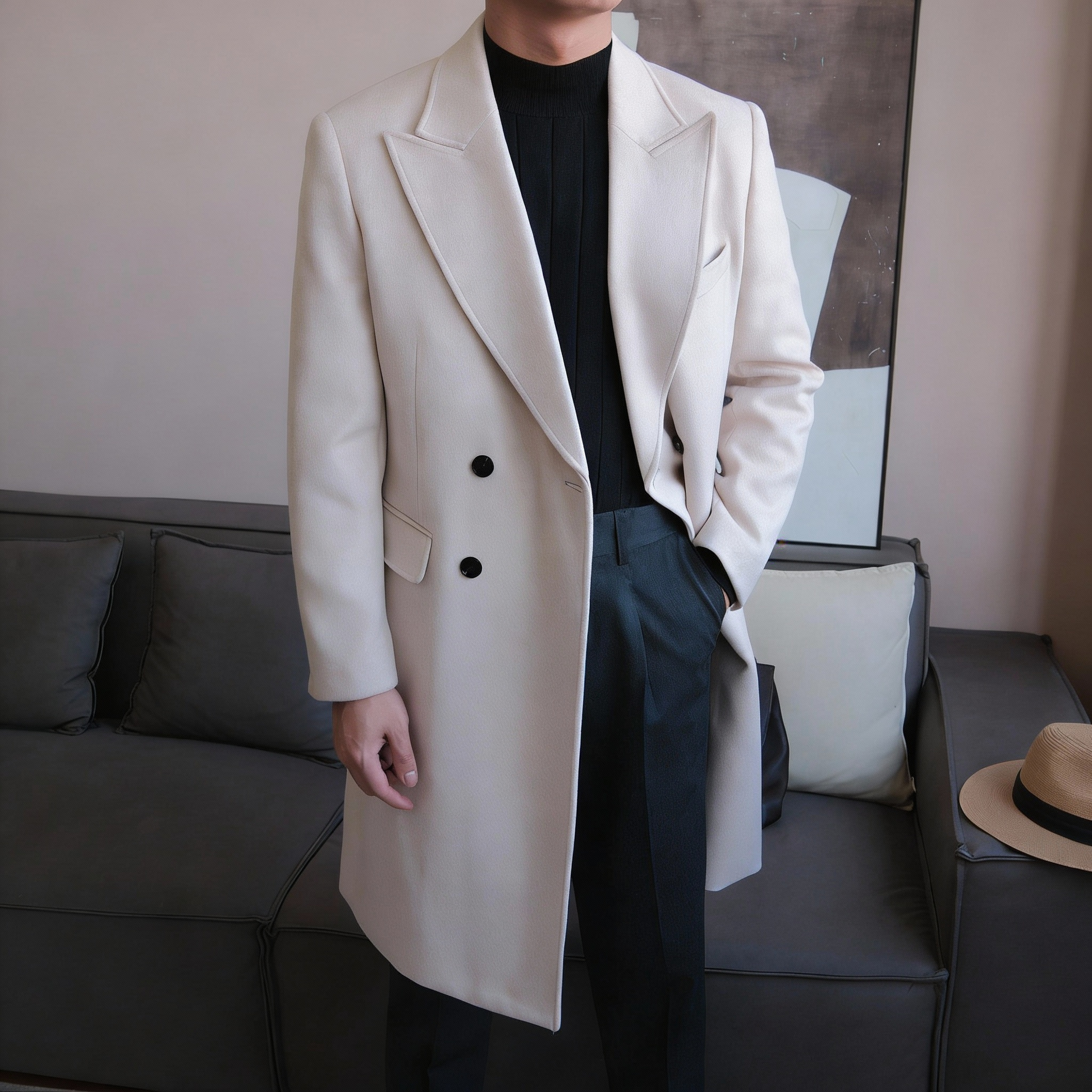 Chesterfield Wool Double-Breasted Overcoat - BRABION