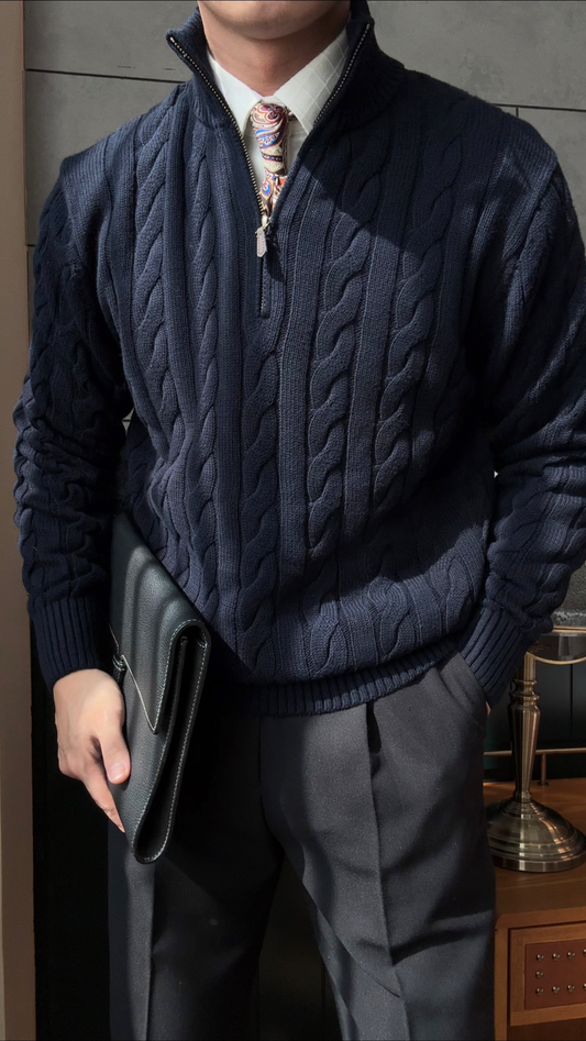 Men’s Cable Knit Half-Zip Sweater