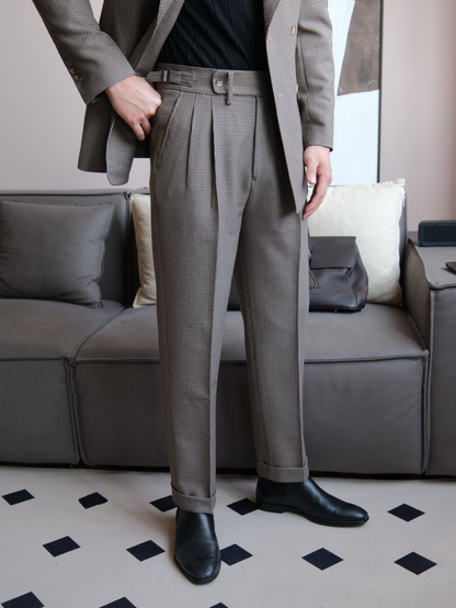 High-Waisted Houndstooth Double-Breasted Suit