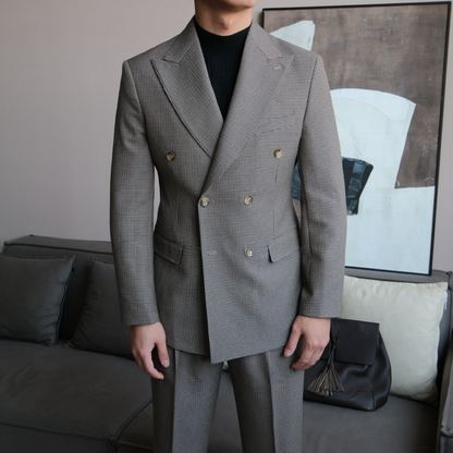 High-Waisted Houndstooth Double-Breasted Suit