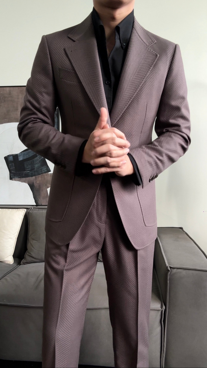 Men’s Herringbone Neapolitan Single-Breasted Suit