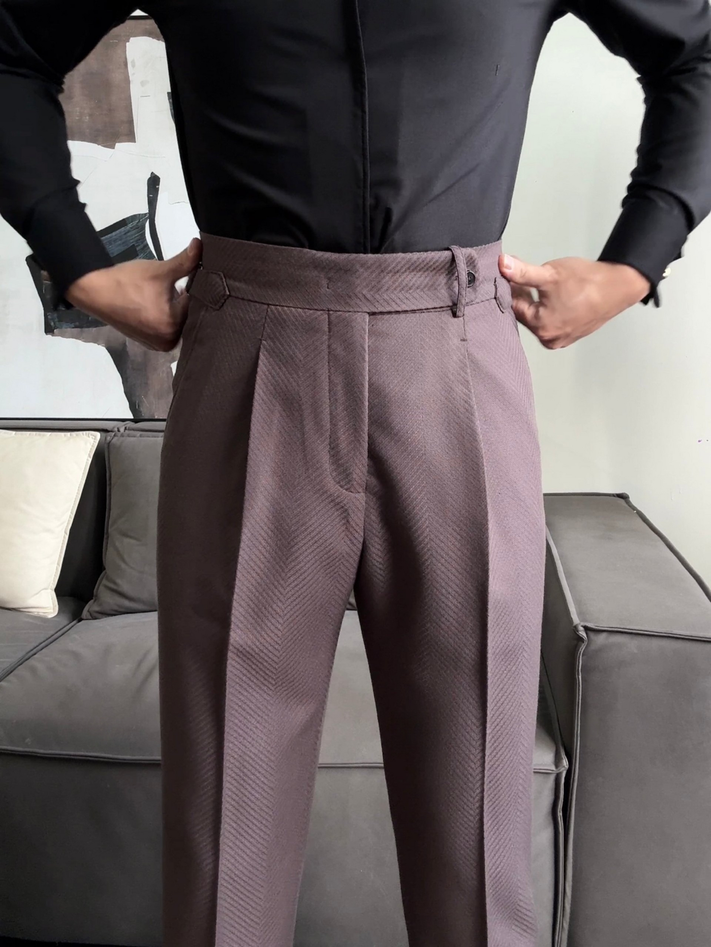 Men’s Herringbone Neapolitan Single-Breasted Suit