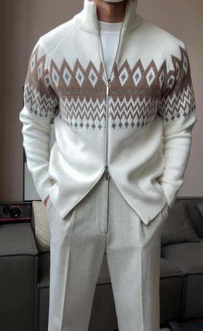 Men’s Thick Zip-Up Knit Cardigan