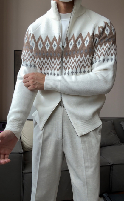 Men’s Thick Zip-Up Knit Cardigan