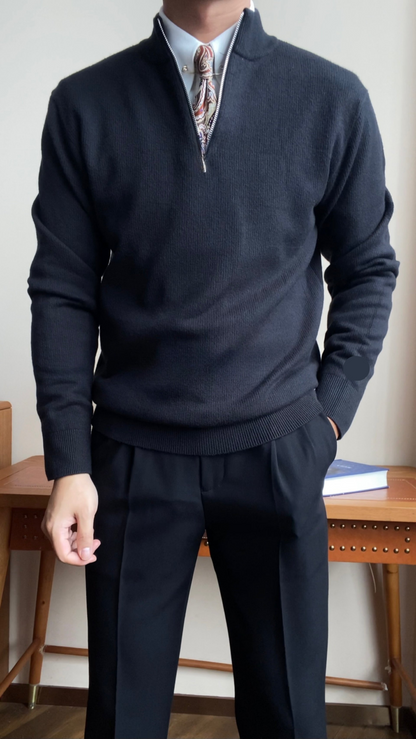 Men’s Slim Fit Zip Neck Knit Sweater