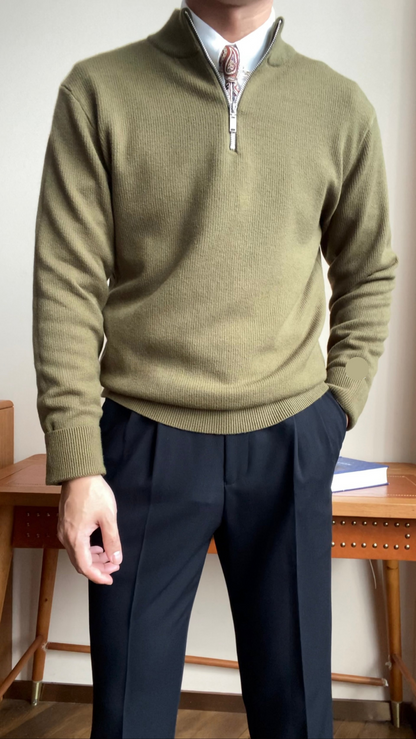 Men’s Slim Fit Zip Neck Knit Sweater