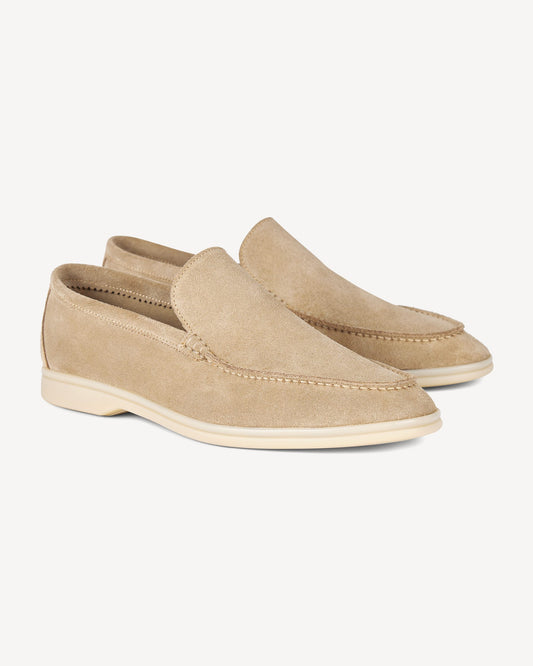 Brabion Unlined Capri Suede Loafer – Beige