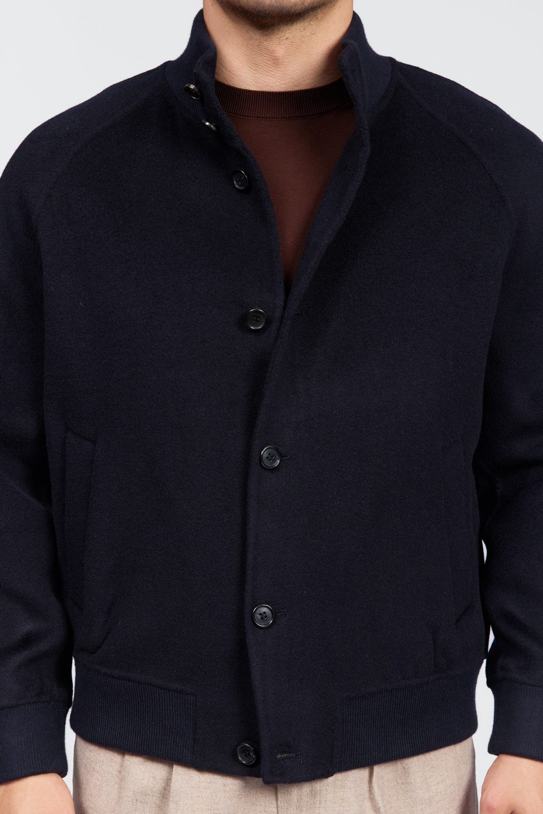 Men's Merino Wool and Cashmere Bomber Jacket