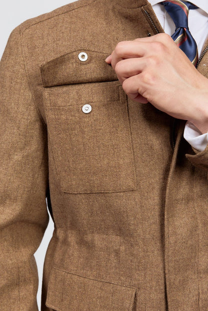 Men's Herringbone Stand Collar Jacket