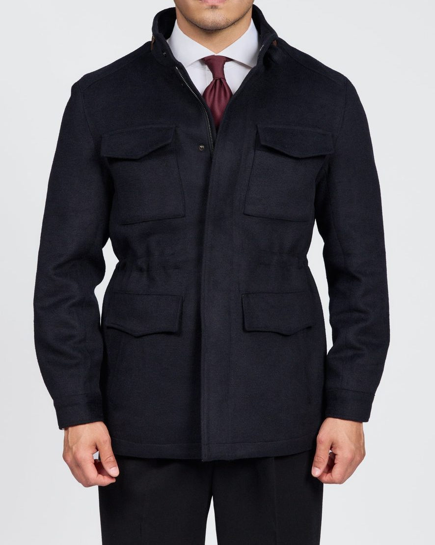Herren-Feldsafari-Jacke aus Wolle mit 4 Taschen