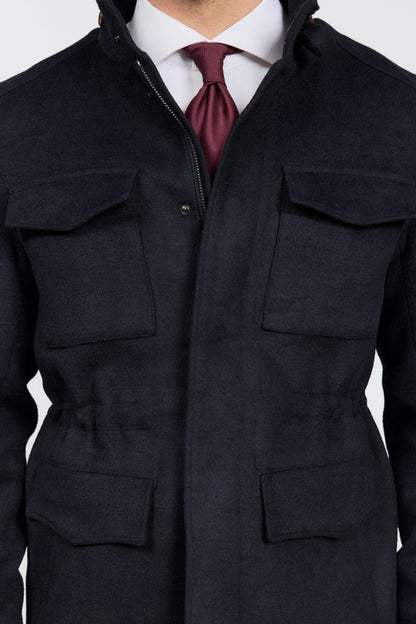 Herren-Feldsafari-Jacke aus Wolle mit 4 Taschen