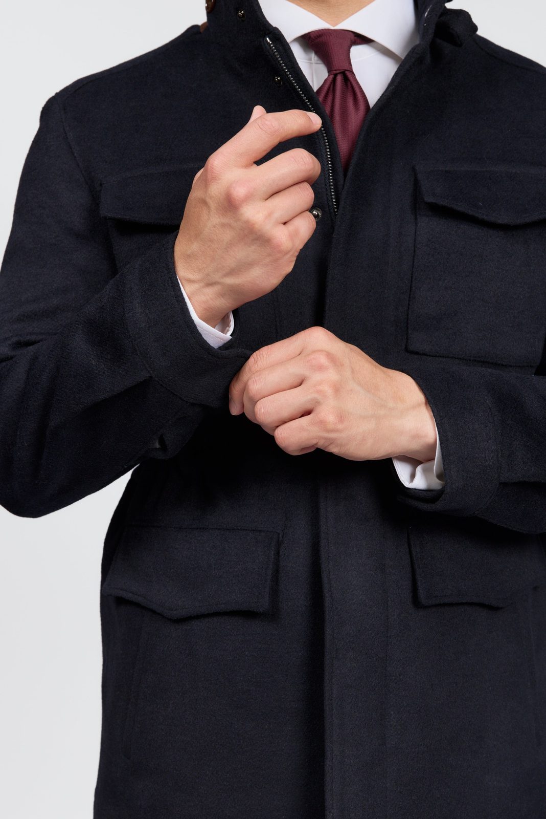 Herren-Feldsafari-Jacke aus Wolle mit 4 Taschen