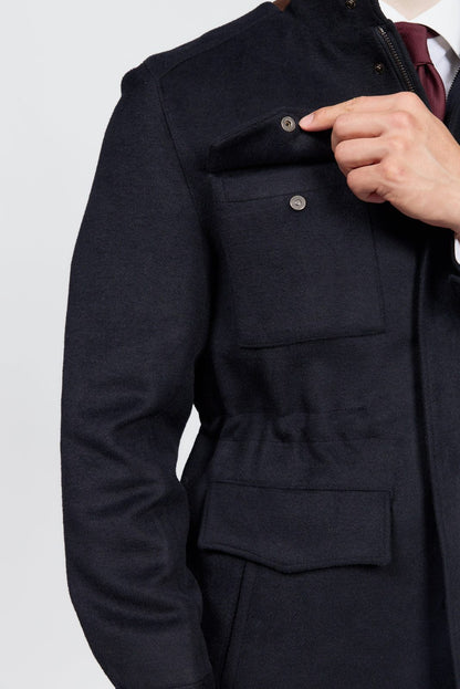 Herren-Feldsafari-Jacke aus Wolle mit 4 Taschen