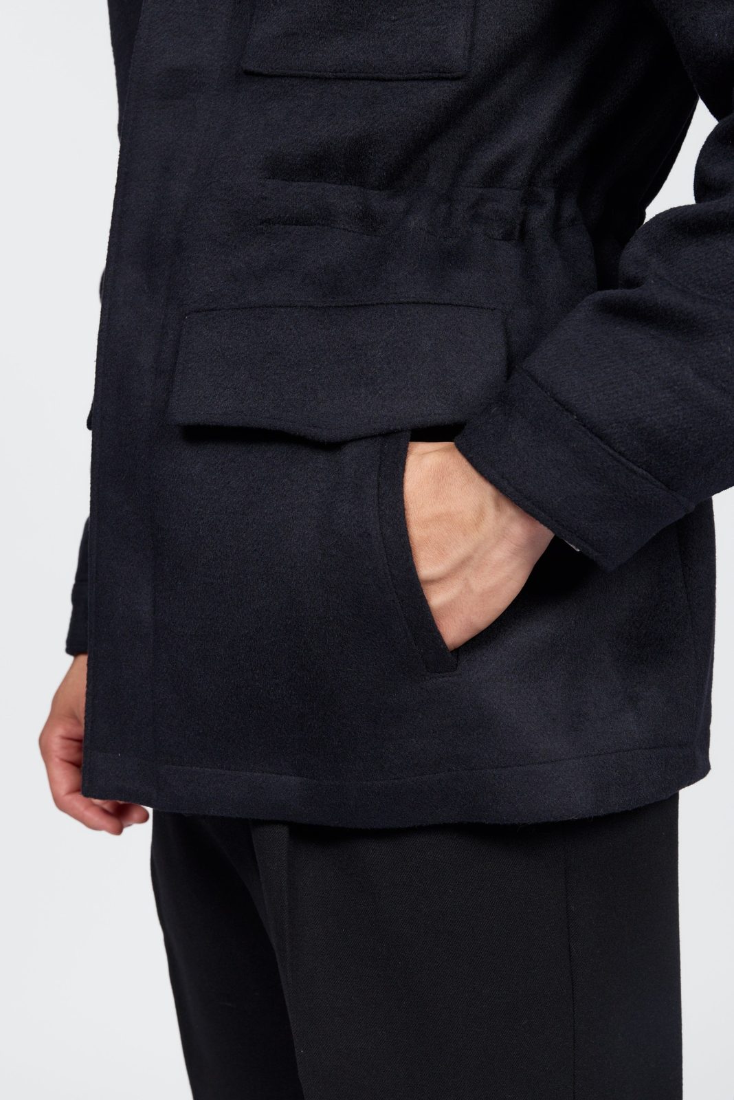 Herren-Feldsafari-Jacke aus Wolle mit 4 Taschen