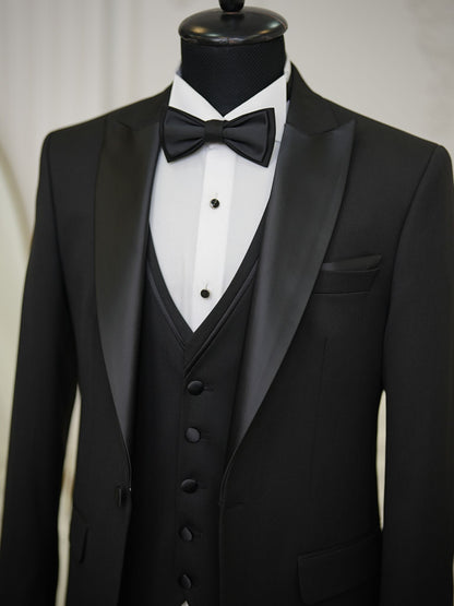 Brabion Elio Black Slim Fit Peak Lapel Tuxedo